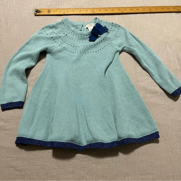 Catherine Malandrino Mini Girls Long Sleeve Knit Sweater Dress with bow Size 3T - Picture 3 of 8